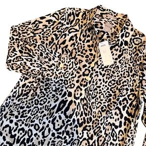 Chicos NEW No-Iron Animal Print Concealed Button Tunic Leopard Modern 1/Med/8-10
